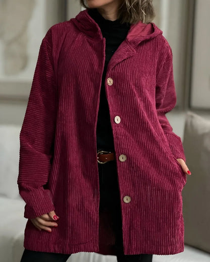 Corduroy casual jack met capuchon voor vrouwen