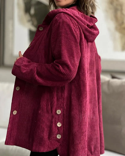 Corduroy casual jack met capuchon voor vrouwen