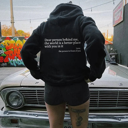 "Dear person behind me" sweater