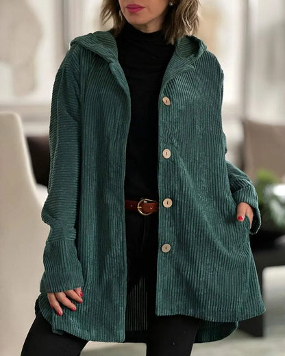 Corduroy casual jack met capuchon voor vrouwen