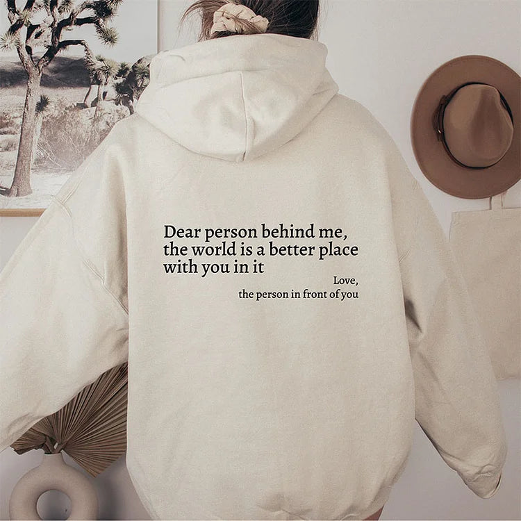 "Dear person behind me" sweater