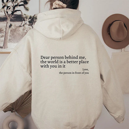 "Dear person behind me" sweater