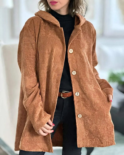 Corduroy casual jack met capuchon voor vrouwen